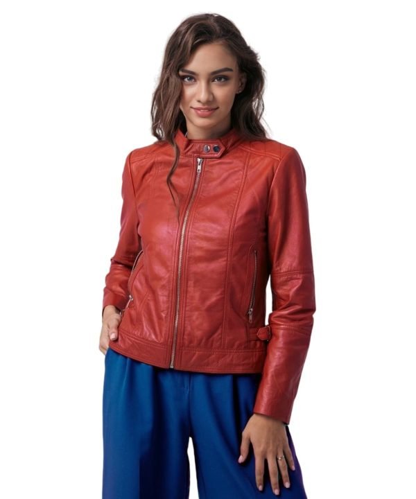 WHISPER Red Leather Jacket For Women