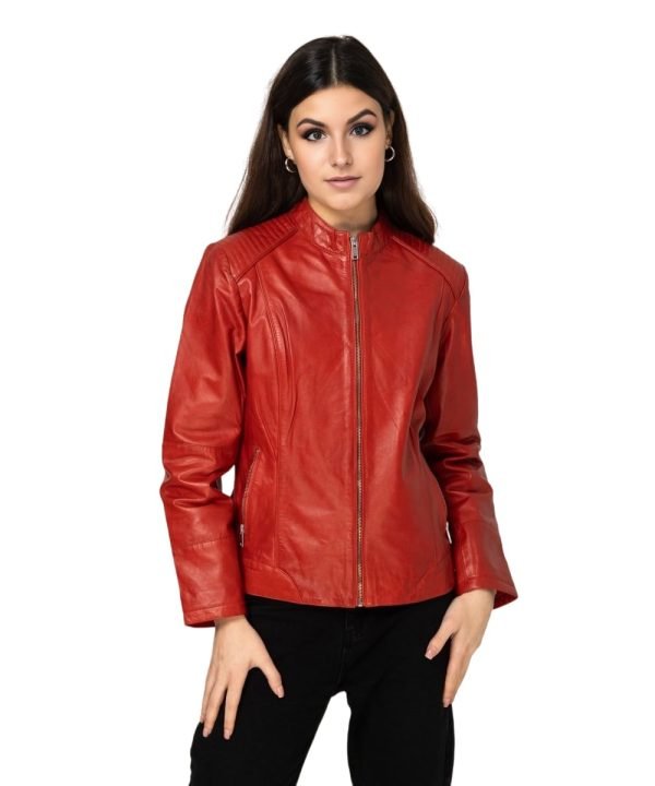 BLISS Red Leather Jacket For Women